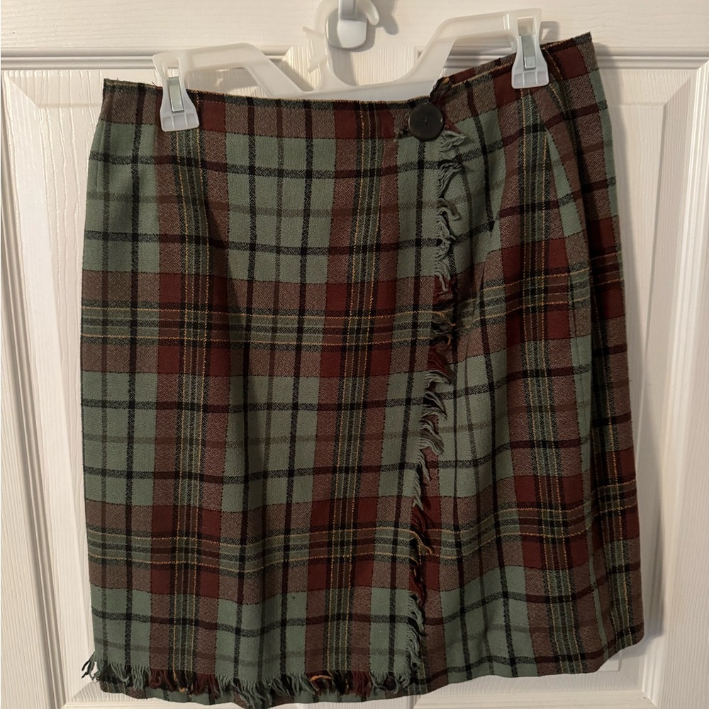 Plaid Green and Brown Skirt